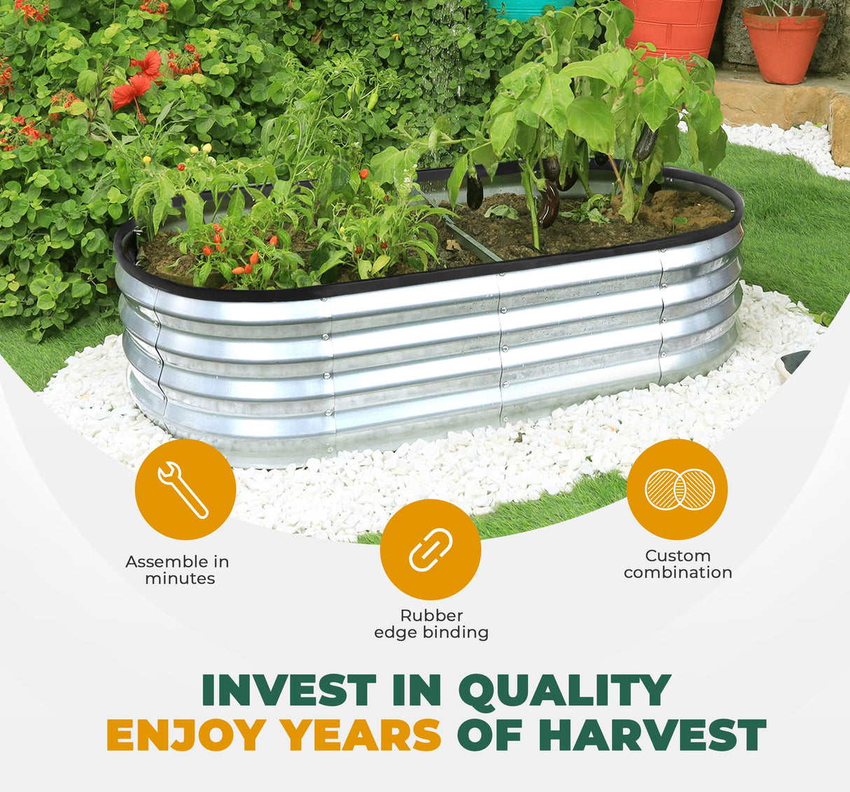 Utopia Home Galvanized Raised Garden Bed, 6 by 2 by 1 feet Lightweight Planter Boxes Outdoor with Easy Assembly, Large Garden Bed for Vegetables, Fruits, Flowers, Silver Utopia Home