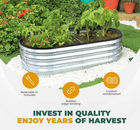 Utopia Home Galvanized Raised Garden Bed, 6 by 2 by 1 feet Lightweight Planter Boxes Outdoor with Easy Assembly, Large Garden Bed for Vegetables, Fruits, Flowers, Silver Utopia Home