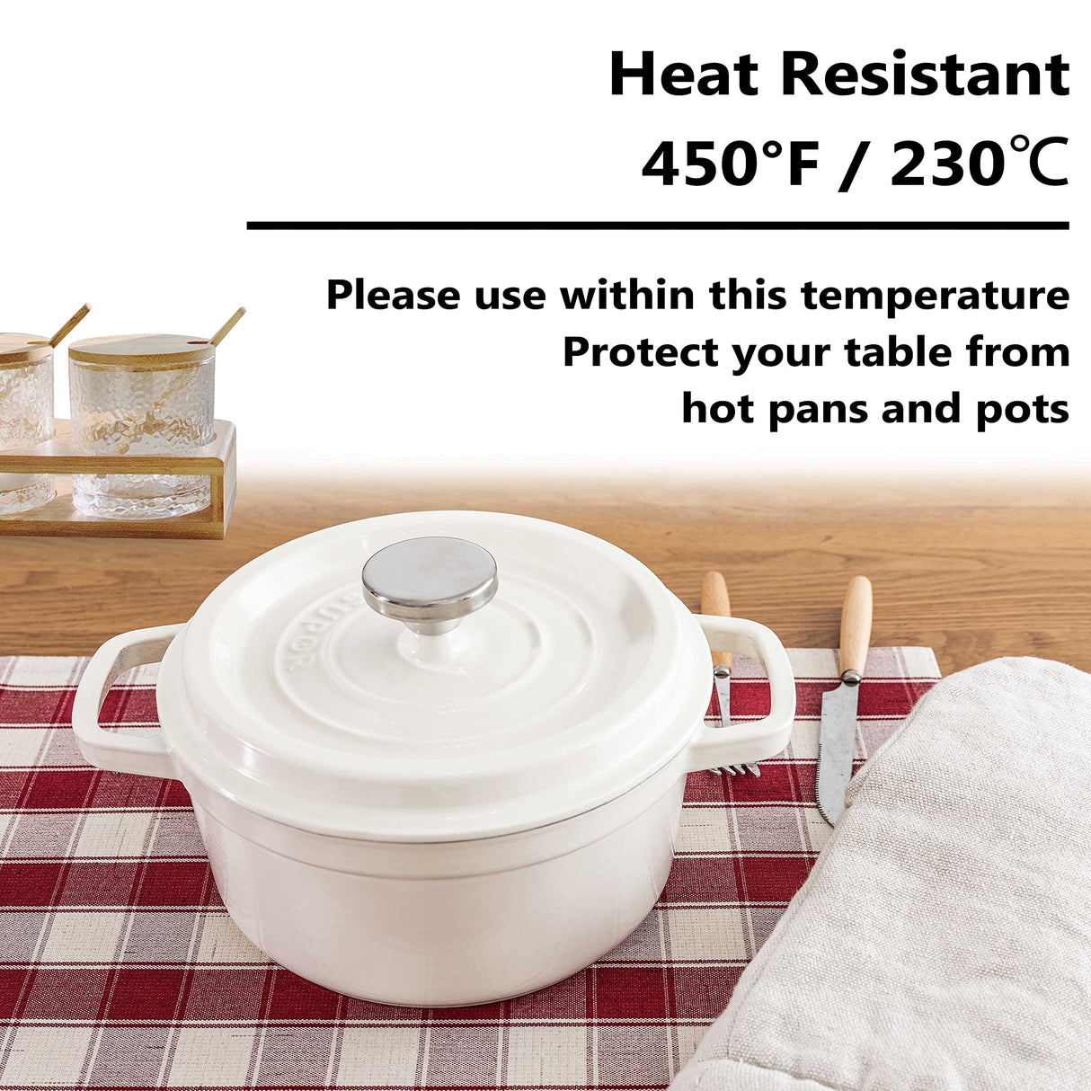 Home Brilliant Red Placemats Set of 6 Farmhouse Buffalo Plaid Table Mats Heat Resistant Dining Dinner Place Mats for Christmas Kitchen Table Dinner Mats, 13 x 19 inches, Checker, Crimson Home Brilliant