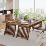 Tribesigns Home Office Executive Desk: 62 Inches Wood Computer Desk Office Table, Farmhouse Rustic Writing Study Desk with Solid Thickened Tabletop and Frame, Business Workstation Tribesigns