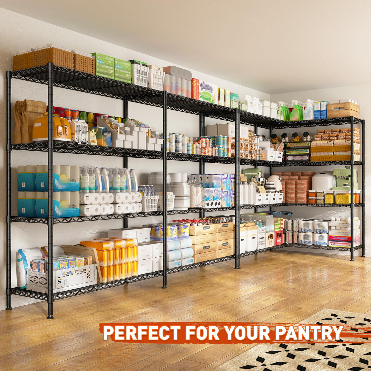 REIBII 70"W Metal Shelving, Storage Shelves 4-tier Wire Shelving Unit Load 1240LBS Metal Shelves for Storage Adjustable Shelving Rack for Pantry Kitchen Commercial school Garage 70"W*15.8"D*62.9"H REIBII