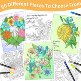 Kalysky Easy and Cozy Adult Coloring Book Set, 3 Stress Relief Coloring Books for Adults Relaxation, Flower Inspirational Quotes Coloring Books Kalysky