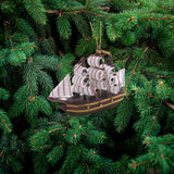 Three-Masted Wooden Ship Christmas Ornament, Holiday Décor, Nautical Tree Decoration, 4 Inches Wowser