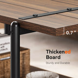 2-Tier Farmhouse 41'' Large Gray Wood Coffee Table with Storage Shelf -Modern Rustic Metal Rectangle Center Living Room Coffee Table Accent Furniture for Home Office,Easy Assembly(Walnut Brown) IDEALHOUSE