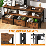 TV Stand with Mount and Power Outlet, Swivel TV Stands Mount with LED Lights for 32/45/55/60/65 inch TVs, Entertainment Center with Storage/Drawers, Media Console TV Stands for Living Room, Bedroom MJOMKN