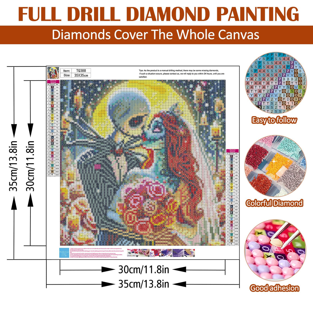 Christmas Jack and Sally Moon Flower Diamond Art Painting Kits for Adults,Diamond Painting Kits for Adults Beginners,5D DIY Full Drill Diamond Dot Gem Art Kits for Adult,Home Wall Decor 13.8x13.8 Inch AWLNKMC