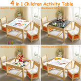 Kids Table and Chair Set, 3 in 1 Wooden Activity Table with Storage Drawer for Toddlers Drawing, Reading, Crafts, Play, 2 in 1 Detachable Tabletop GTOLV