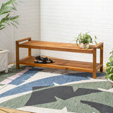 JONATHAN Y BNH102A Blane 50.8" 3-Seat Mid-Century Modern 600-Lbs Support Acacia Wood Slat Outdoor Garden Patio Bench for Garden, Lawn, Backyard, Pool, Deck, Beach, Firepit, Teak JONATHAN Y