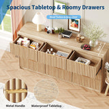 IDEALHOUSE 9 Drawer Dresser for Bedroom, Large Fluted Chest of Drawers, Wood Dressers Storage Organizer, Storage Cabinet for Bedroom Living Room Home Office IDEALHOUSE