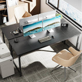 Huuger Computer Desk, 70 Inch Office Desk, Gaming Desk with Storage, Writing Desk Work Desk for Home Office, Study, Long Simple Desk, Large Legroom, Metal Frame, Black Huuger