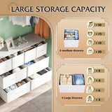 WLIVE Dresser for Bedroom with 8 Drawers, Wide Fabric Dresser for Storage and Organization, Bedroom Dresser, Chest of Drawers for Living Room, Closet, Hallway, White WLIVE