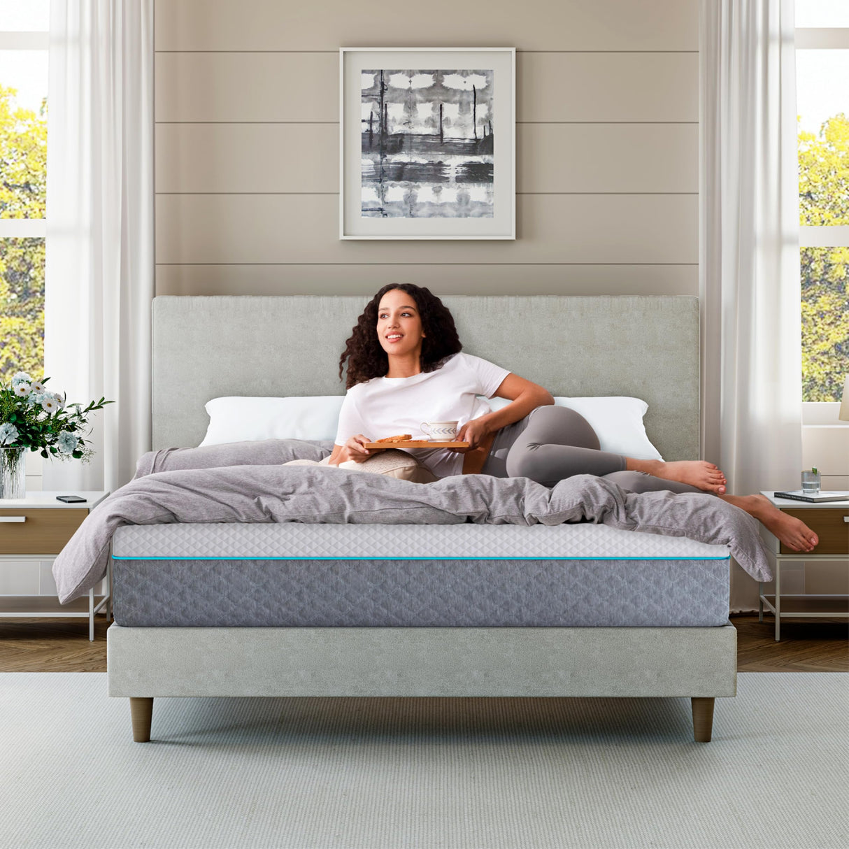 EGOHOME Full Mattress 14 Inch, Charcoal Gel Memory Foam Mattress Bed in a Box, Back Pain Relief Mattress Made in USA, Medium Firm Mattress, CertiPUR-US Certified,54”x75”x14”, White EGOHOME