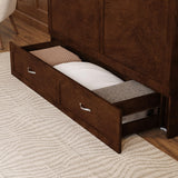 AFI, Marion Queen Wood Murphy Bed Chest with 6" Mattress, Storage Drawer, & Built-in Charger, Walnut AFI