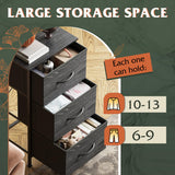 WLIVE Nightstand with 3 Drawers, Fabric Dresser, Organizer Unit, Storage Dresser for Bedroom, Hallway, Entryway, Closets, Steel Frame, Wood Top, Easy Pull Handle, Charcoal Black Wood Grain Print WLIVE