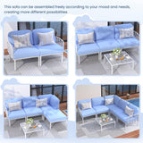 UDPATIO Resin Oversized Patio Furniture Set, Modular DIY Outdoor Sectional Sofa Set, All Weather UV Patio Conversation Set with 5.4'' Thick Cushion for Backyard, Deck, 8pcs Blue White UDPATIO