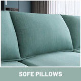 HONBAY Reversible Sectional Sofa with Ottomans & Chaises Modular Sofa U Shaped Couch with Storage Seats, Aqua Blue HONBAY