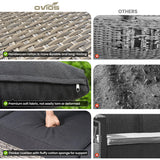 ovios 8 Pieces Patio Furniture Set Outdoor Sectional Sofa Couch with Rocking Swivel Chairs Deep Seat Chaise Comfy Cushions, Modern Modular Wicker Rattan Conversation Set, Black ovios