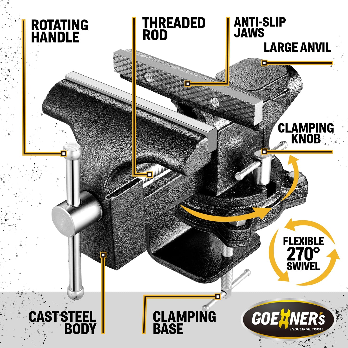 Bench Vise 6", Vice for Workbench with Heavy Duty Forged Steel Construction, Built-in Pipe Jaw and Swivel Base, Table Vise for Woodworking, Home Workshop Use and DIY Job - WoodArtSupply