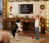 IDEALHOUSE 47” Large Dog Crate, Dog Kennel Indoor with 2 Drawers and 4 Shelves, Dog Crate Furniture TV Stand, Wooden Dog Cage for Medium Large Dogs, Brown IDEALHOUSE