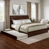 AFI, Andorra King Platform Bed with Panel Footboard & Twin XL Trundle, Walnut AFI