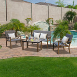 Domi Aluminum Patio Furniture Set, 4-Piece Modern Conversation Set with Cotton Padding Backrests and Seats, Outdoor Sectional Metal Sofa Set with 5.5 Inch Cushion and Coffee Table for Balcony, Garden domi outdoor living