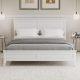 Merax Queen Size Platform Bed, Wooden Queen Platform Bed Frame with Headboard and Footboard, Wood Slat Support, No Box Spring Needed, White Merax