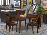 East West Furniture CAP5S-MAH-LC 5 Piece Kitchen Set Includes a Rectangle Table and 4 Faux Leather Dining Room Chairs, 36x60 Inch, Mahogany East West Furniture