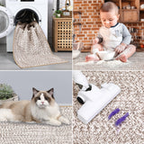 ROYHOME 8x10 Area Rug Machine Washable Rug for Living Room Print Braided Accent Rug Stain Resistant Non-Slip Carpet Farmhouse Solid Printed Textured Floor Cover for Home Decor, Beige/Grey ROYHOME