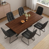 ZckyCine 7-Piece Dining Table Set with 51"-67" Extendable Walnut Wood Table and 6 PU Leather Chairs, Modern Rectangular Kitchen Table Set with Metal Legs, Seats 6, Easy Assembly ZckyCine