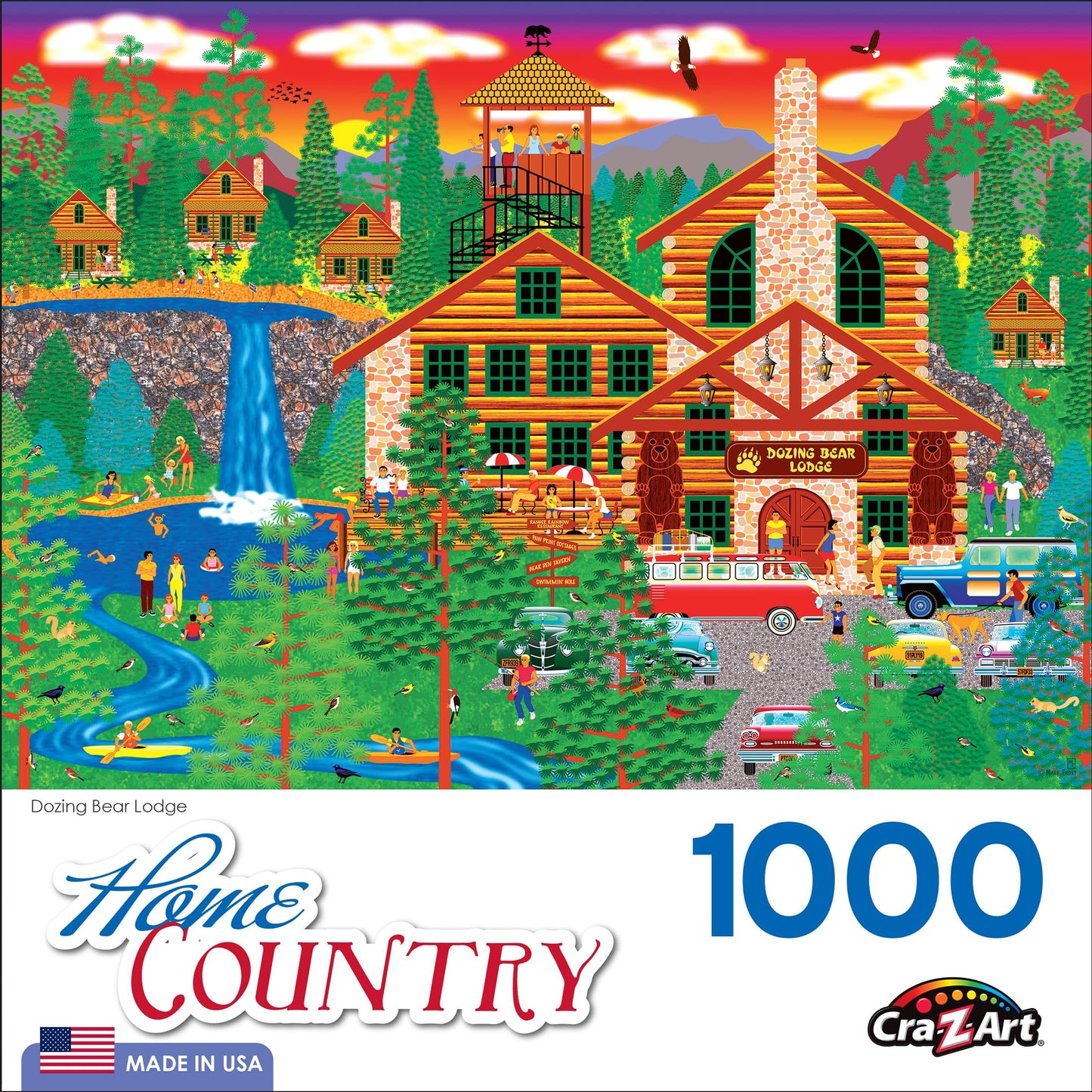 RoseArt - Home Country - Dozing Bear Lodge - 1000 Piece Jigsaw Puzzle for Adults