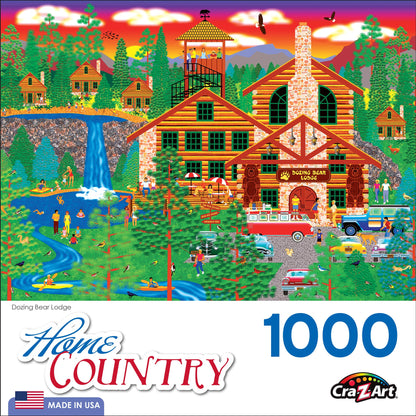 RoseArt - Home Country - Dozing Bear Lodge - 1000 Piece Jigsaw Puzzle for Adults