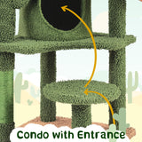 Yaheetech Cactus Cat Tree, 53.5in Cat Tower for Indoor Cats with Sisal Covered Scratching Post, Condo, Plush Perches and Fluffy Balls, Multi-Level Cat Climbing Tree Play House Activity Center, Green Yaheetech
