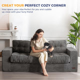 MAXYOYO 3 Seater Couch for Living Room, Boneless Couch with Tufted Cushion & Backrest, Upholstered Floor Sofa with Armrests, Sofa in A Box, No Assembly Required, Dark Grey MAXYOYO