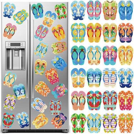 Tellegloww 24 Pcs Summer Refrigerator Diamond Painting Magnets Sea Beach Kits Tropical Hawaiian Art Refrigerator Magnets Diamond Painting Magnet Stickers Tellegloww