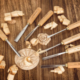 IMOTECHOM 7-Pieces Woodworking Wood Carving Tools Chisel Set with Canvas Bag, Gouges and Carving Chisel Set, Razor Sharp CR-V 60 Steel Blades IMOTECHOM
