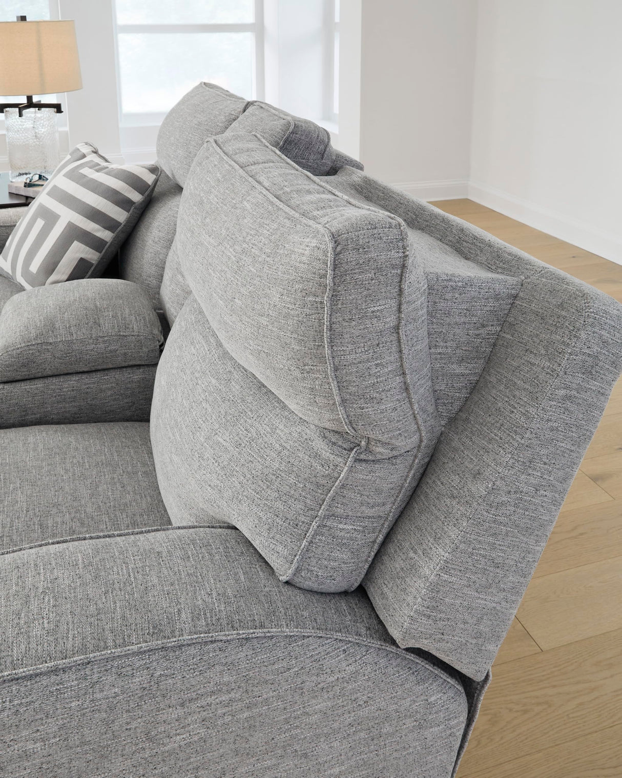 Signature Design by Ashley Biscoe Casual UV Resistant Power Reclining Sofa with Adjustable Headrest and USB Ports, Light Gray Signature Design by Ashley