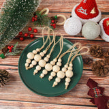 24 Pcs Christmas Tree Ornaments Wood Bead Hanging Decorations Farmhouse Natural Bead Garland Rustic Small Wooden Boho Holiday Minimalist for Neutral Scandi Xmas Tree Hanging Party Decor AllReal