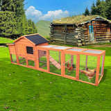 ZMAD Large Chicken Coop with Run, Wooden Hen House for 2-5 Chickens, Outdoor Chicken Run Poultry Cage Rabbit Cage Duck House with Nesting Box (Red) ZMAD