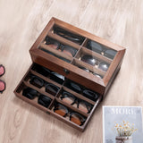 humberboat Sunglasses Storage Organizer, 12 Slots Wooden Lens Box Multiple Pairs Eyeglasses Case Sunglasses Case Holder Watches Jewelry Collection for Men Women Glasses humberboat