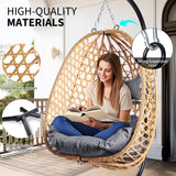 LEX CRAFT Egg Chair with Stand, Patio Wicker Hanging Chair, Hammock Swing Chair, 350LBS Capacity for Bedroom, Balcony, Garden (YE-GR) LEX CRAFT