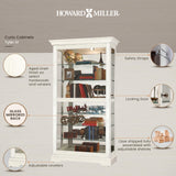 Howard Miller Tyler IV Curio Cabinet – White Finish Sliding Door Glass Display, Mirrored Back, Built-in Lighting, 6 Adjustable Shelves, Lockable Door for Collectibles in Modern Home Décor Howard Miller