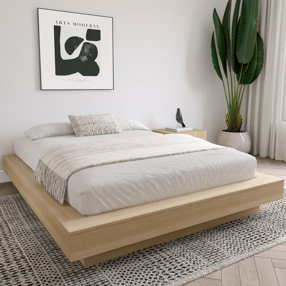 Nexera Marconi Natural Blonde Oak Platform Bed Frame Nexera