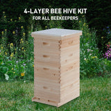 CREWORKS Bee Hive Boxes Starter Kit, Langstroth Beehive for Bee Keeping, 4 Layer Bee House with 20 Medium and 20 Deep Frames & Foundations, Beekeeping Supplies with Plastic Queen Excluder and Nails CREWORKS