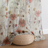 OWENIE Crushed Semi Sheer Curtains 72 Inches Length 2 Panels, Floral Pattern Design Rod Pocket Light Filtering Farmhouse Curtains for Bedroom Living Room, 2 Pieces Total 84 Inch Wide, 72 inch Long OWENIE