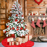 TOBEHIGHER Christmas Tree Skirt - 48 Inches Large Red Tree Skirt with High - End Soft Faux Fur Tree Skirt for Christmas Decorations Indoor Outdoor - Red TOBEHIGHER