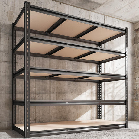 REIBII 48" W Garage Shelving, 3000LBS Storage Shelves Heavy Duty Shelving, 72" H Adjustable Metal Shelves for 5 Tier Garage Shelves Storage Rack Sturdy Industrial Shelving Unit, 72" H x 48" W x 18" D REIBII