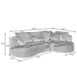 121 inch Curved Modular Sectional Sofa Couch, Oversized 2 Pieces Floor Foam Boneless Couches for Living Room, Deep Seat Cloud Couch with Right Facing Chaise w/Throw Pillows,No Assembly Required Eafurn