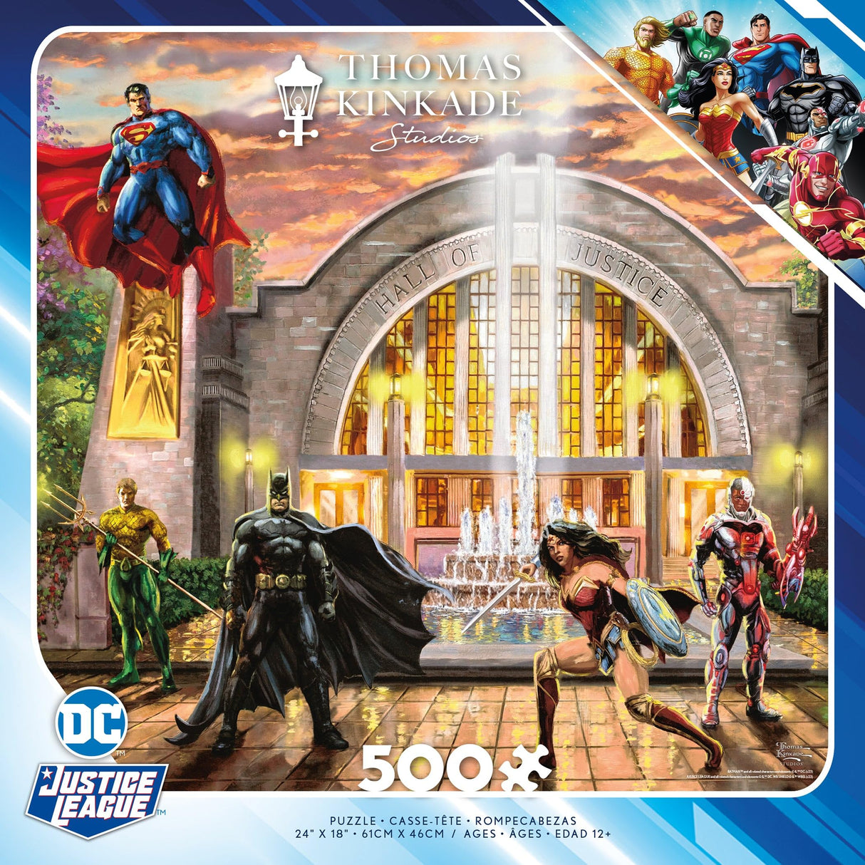 Ceaco – DC Comics – Justice League - Thomas Kinkade - Hall of Justice - 500 Piece Jigsaw Puzzle Ceaco