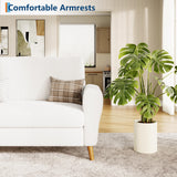 IDEALHOUSE 84 Inch Modern Sofa Couch, Large 3-Seater Sofa with Streamlined Armrests, Boucle Loveseat Wood Feet, Comfy Couch for Living Room, Apartment, Lounge, Beige IDEALHOUSE