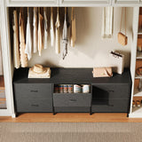 Huuger 63 Inch Long Dresser for Bedroom, Wide TV Stand for 55, 65, 70 Inch TV, 6 Drawer Dresser for Closet with Fabric Drawers, Storage Organizer for Bedroom, Entryway, Black Huuger